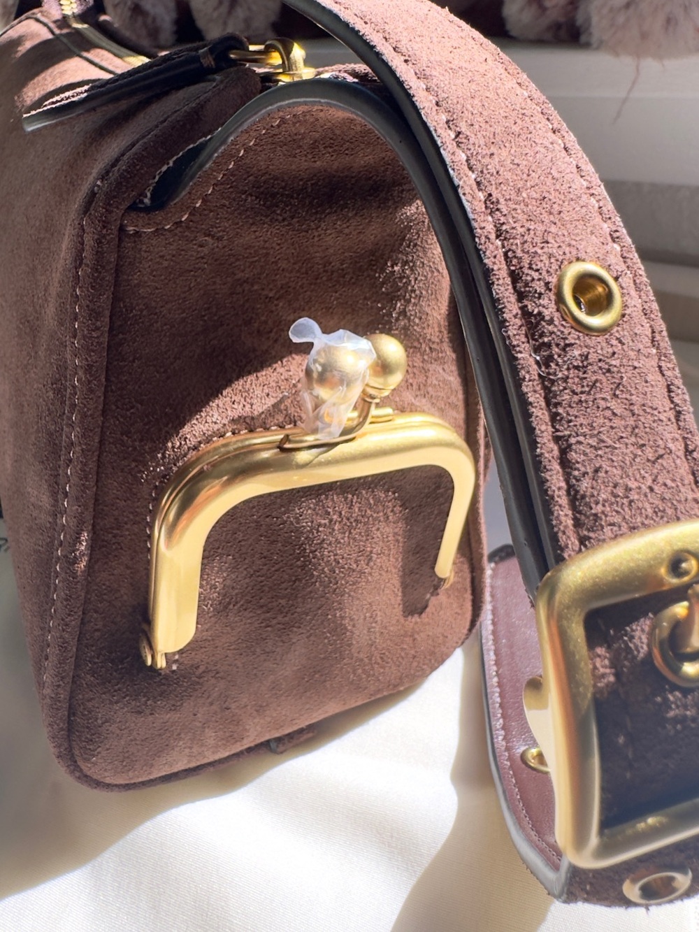NWT 🤎COACH Mini Turnlock Haversack Suede Shoulder Bag - Picture 6 of 10